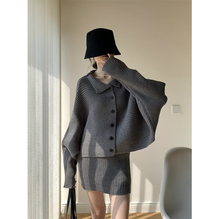 シングルブレストニットトップスショートスカートセットアップ | Ulysses | 詳細画像5 