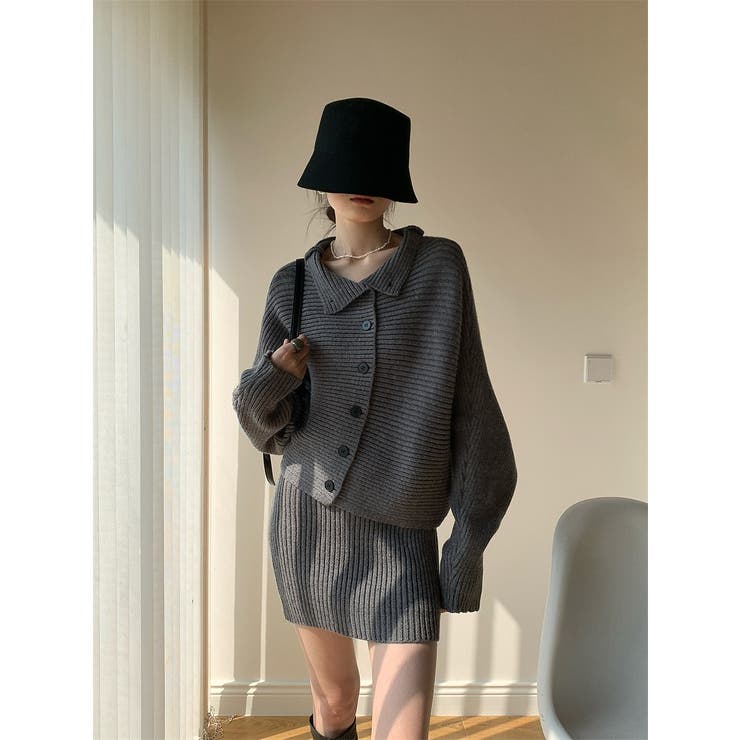 シングルブレストニットトップスショートスカートセットアップ | Ulysses | 詳細画像6 