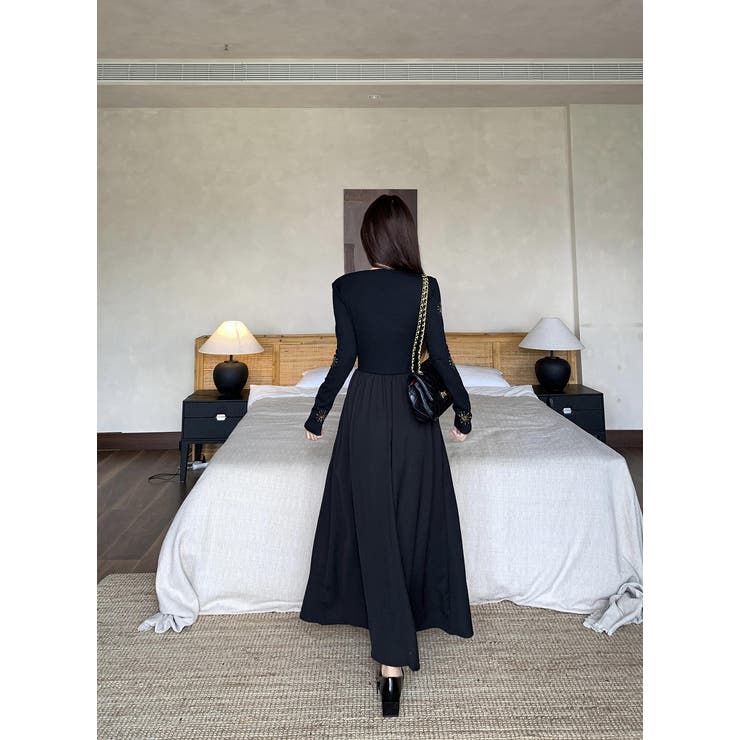 ラインストーン長袖ワンピース | Ulysses | 詳細画像1 