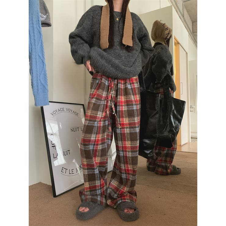 メルトンチェック柄ワイドパンツ | Ulysses | 詳細画像1 