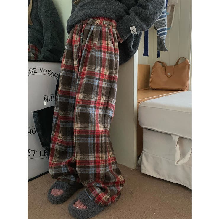 メルトンチェック柄ワイドパンツ | Ulysses | 詳細画像3 