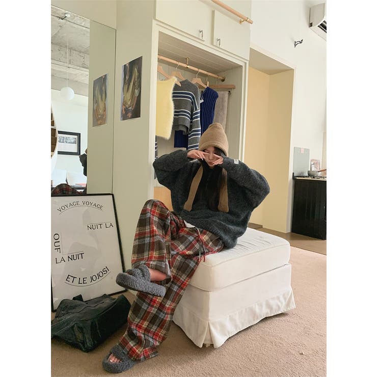 メルトンチェック柄ワイドパンツ | Ulysses | 詳細画像5 