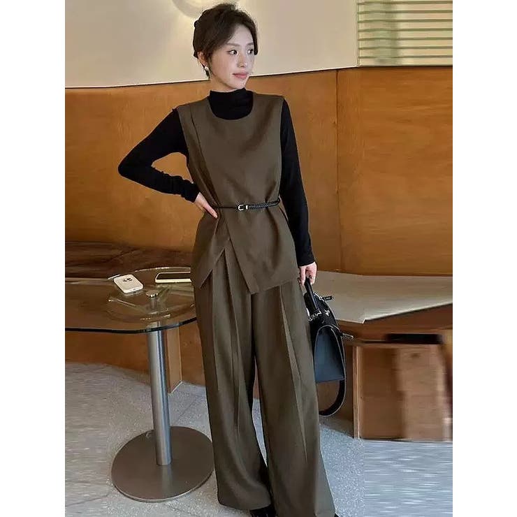 ベルト付きベストトップスワイドパンツセットアップ | Ulysses | 詳細画像1 