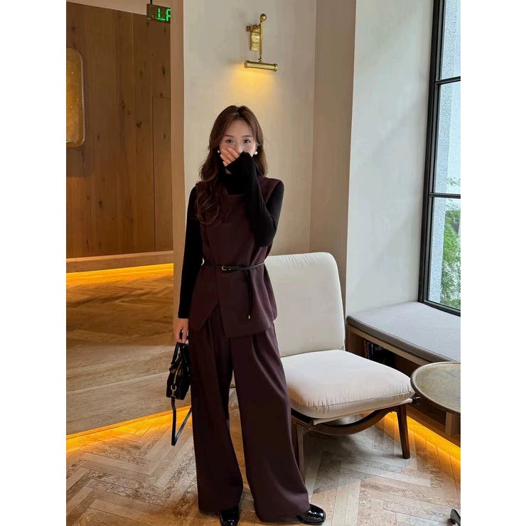 ベルト付きベストトップスワイドパンツセットアップ | Ulysses | 詳細画像3 