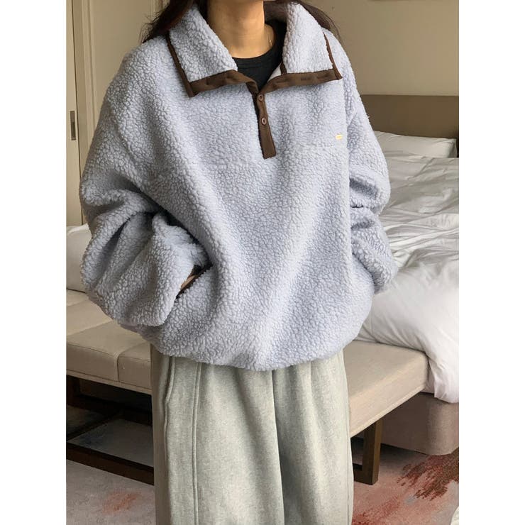 ブルー | スワンネック羊羔毛ジャケット | Ulysses