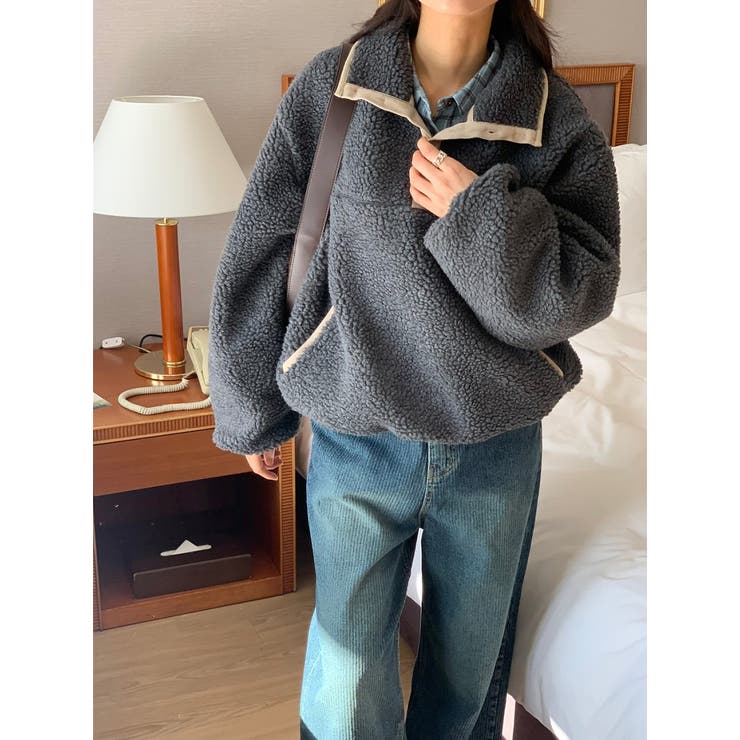 グレー | スワンネック羊羔毛ジャケット | Ulysses