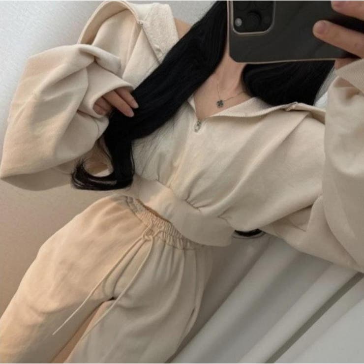 ベージュ | スウェットショートジャケットワイドパンツセットアップ | Ulysses