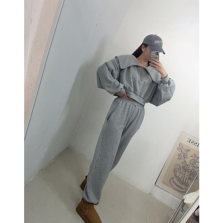 グレー | スウェットショートジャケットワイドパンツセットアップ | Ulysses