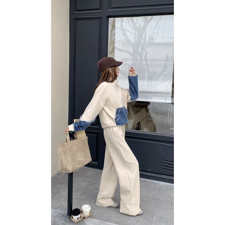 スウェット切り替えデニムトップスワイドパンツセットアップ | Ulysses | 詳細画像3 