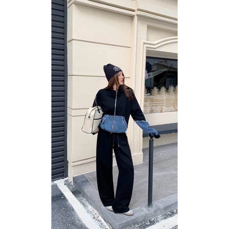 スウェット切り替えデニムトップスワイドパンツセットアップ | Ulysses | 詳細画像5 