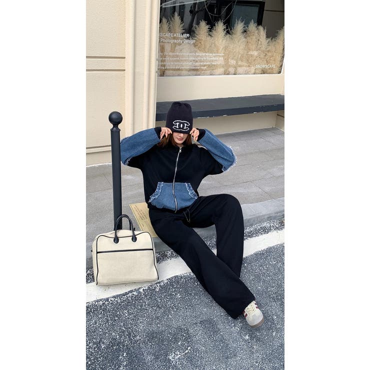 スウェット切り替えデニムトップスワイドパンツセットアップ | Ulysses | 詳細画像6 