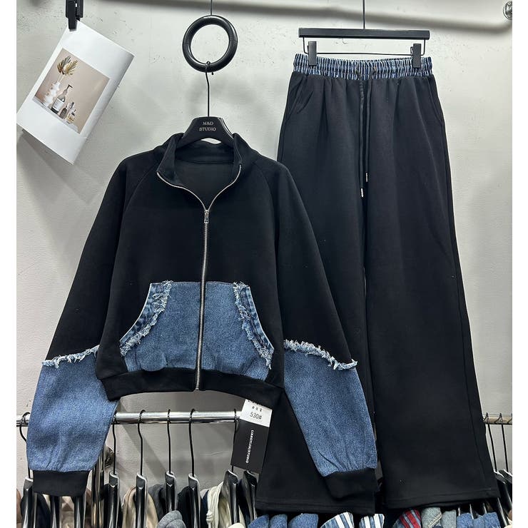 スウェット切り替えデニムトップスワイドパンツセットアップ | Ulysses | 詳細画像7 