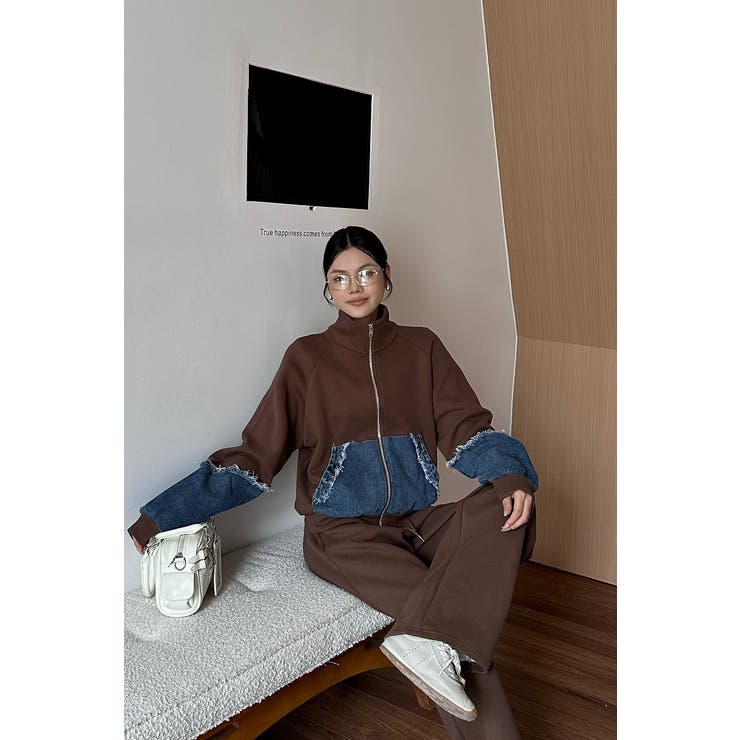 スウェット切り替えデニムトップスワイドパンツセットアップ | Ulysses | 詳細画像9 