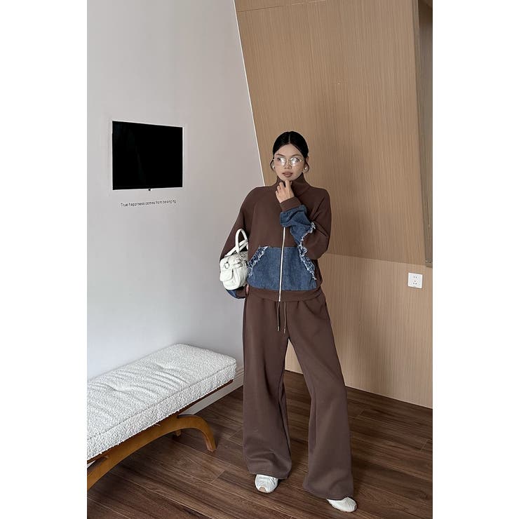 スウェット切り替えデニムトップスワイドパンツセットアップ | Ulysses | 詳細画像10 