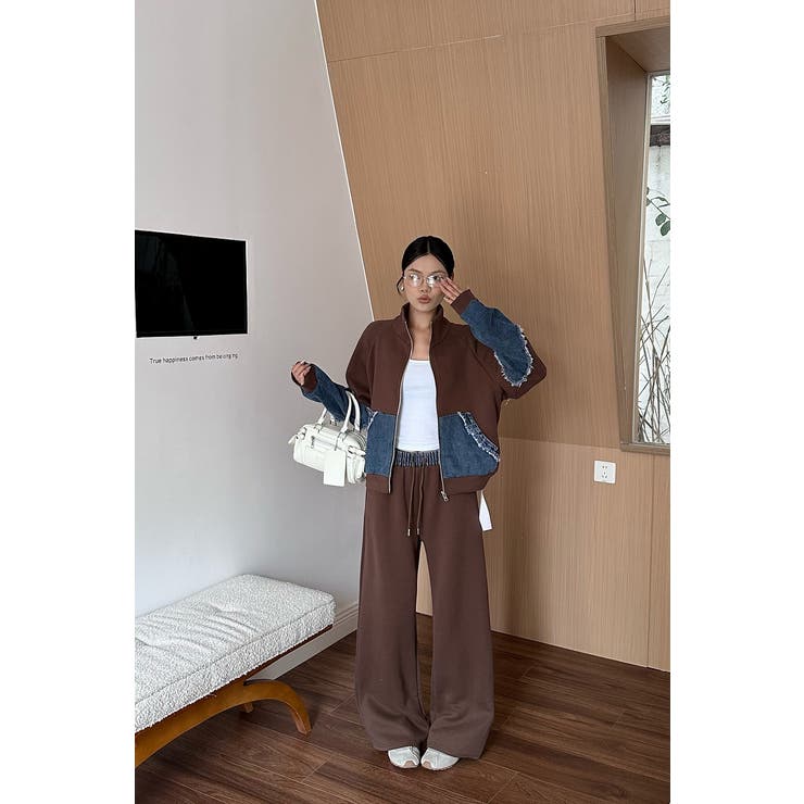 スウェット切り替えデニムトップスワイドパンツセットアップ | Ulysses | 詳細画像11 