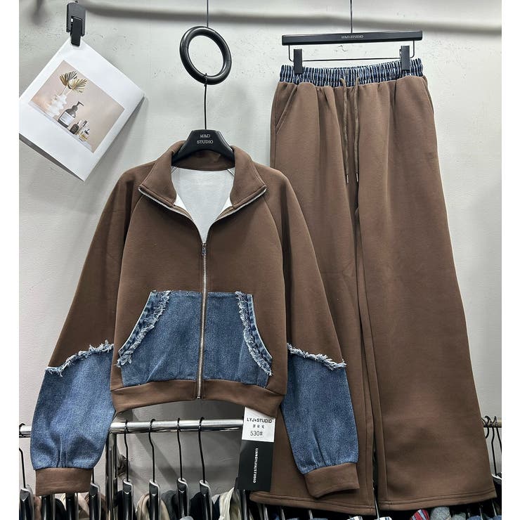 スウェット切り替えデニムトップスワイドパンツセットアップ | Ulysses | 詳細画像12 