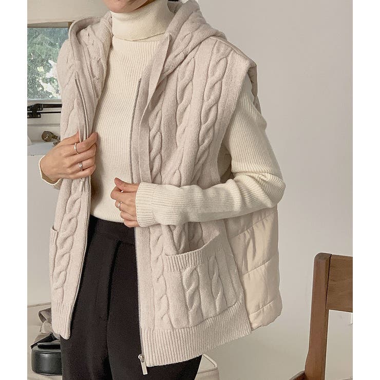 フード付きニット切り替えベスト | Ulysses | 詳細画像1 