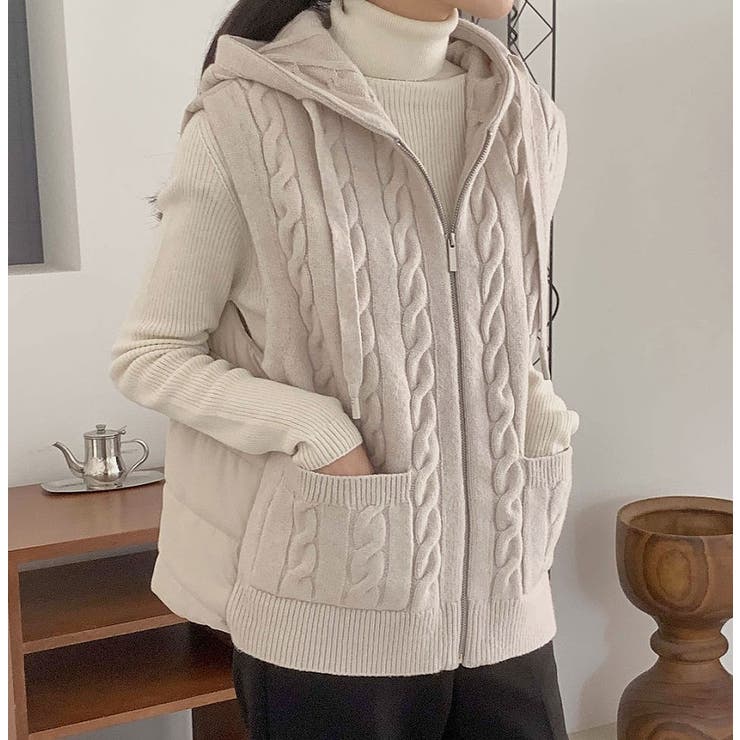 フード付きニット切り替えベスト | Ulysses | 詳細画像2 