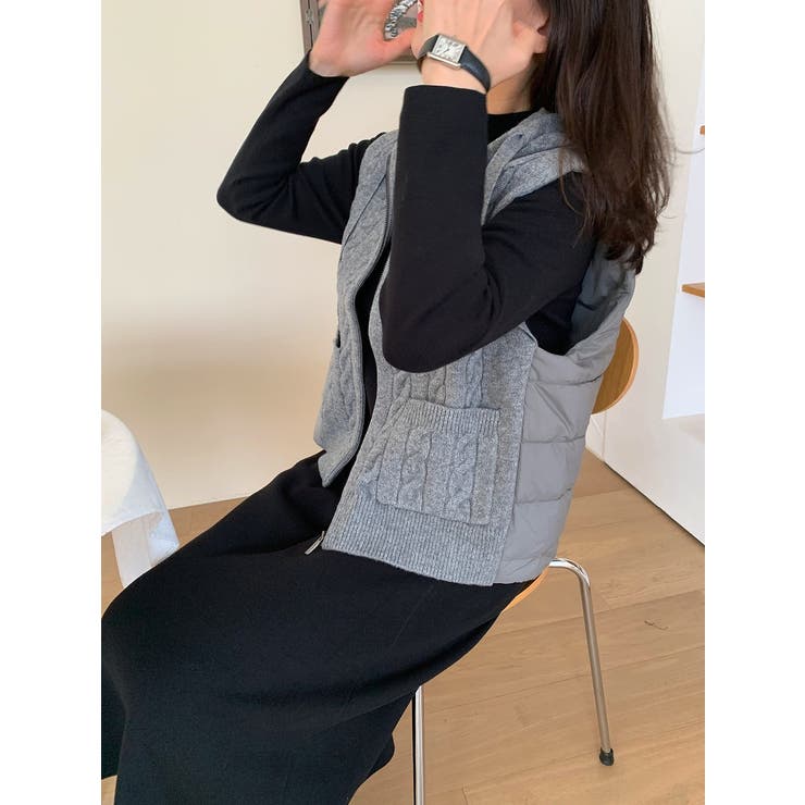 フード付きニット切り替えベスト | Ulysses | 詳細画像8 