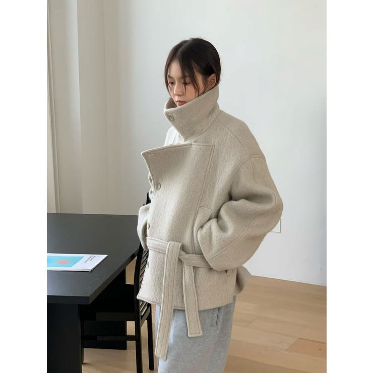 ベージュ | スタンドカラーショートメルトンジャケット | Ulysses