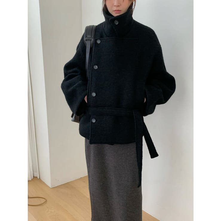 ブラック | スタンドカラーショートメルトンジャケット | Ulysses