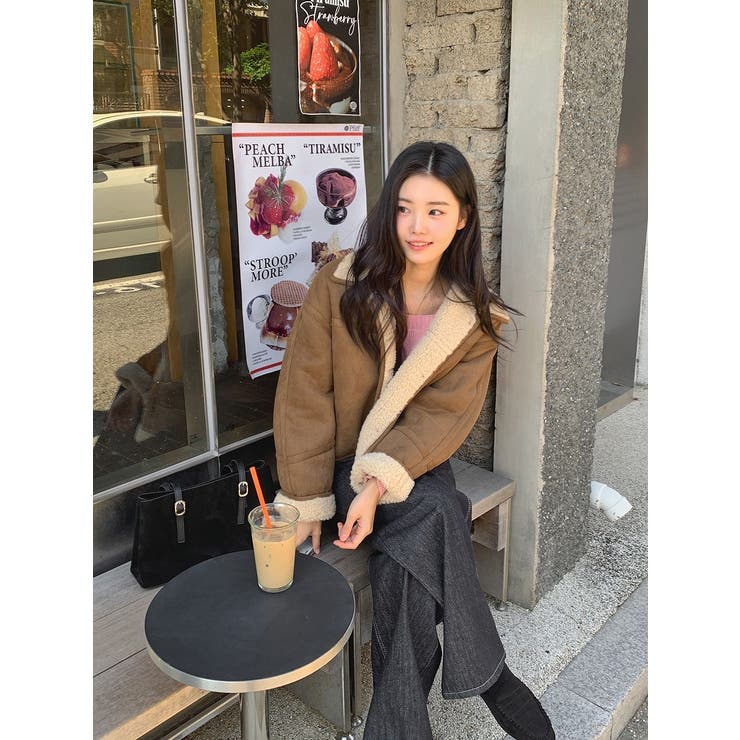 襟付きシングルブレスト鹿の毛皮の綿毛ショートジャケット | Ulysses | 詳細画像1 