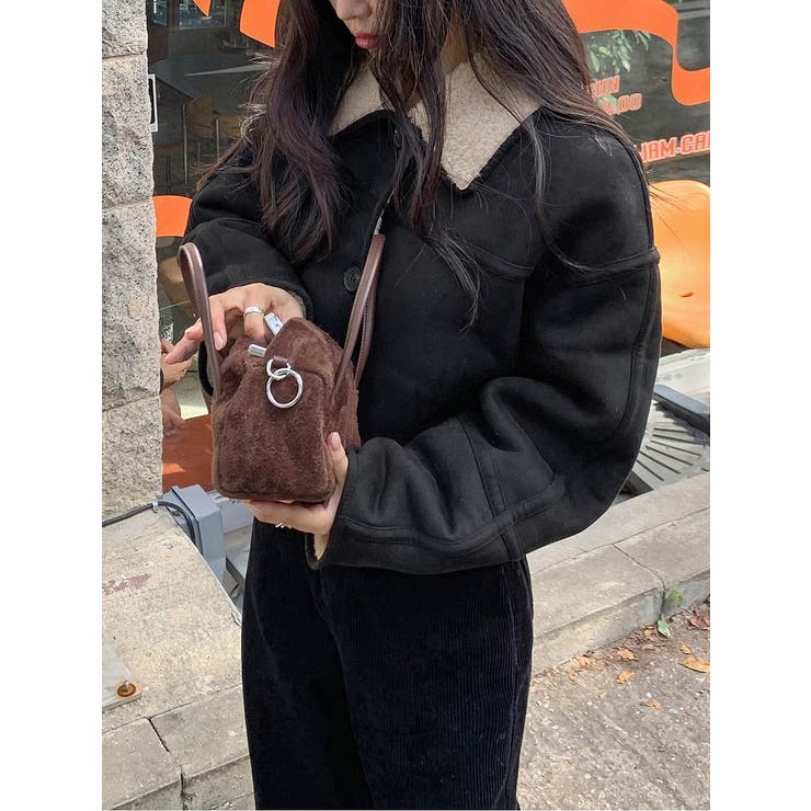 襟付きシングルブレスト鹿の毛皮の綿毛ショートジャケット | Ulysses | 詳細画像5 