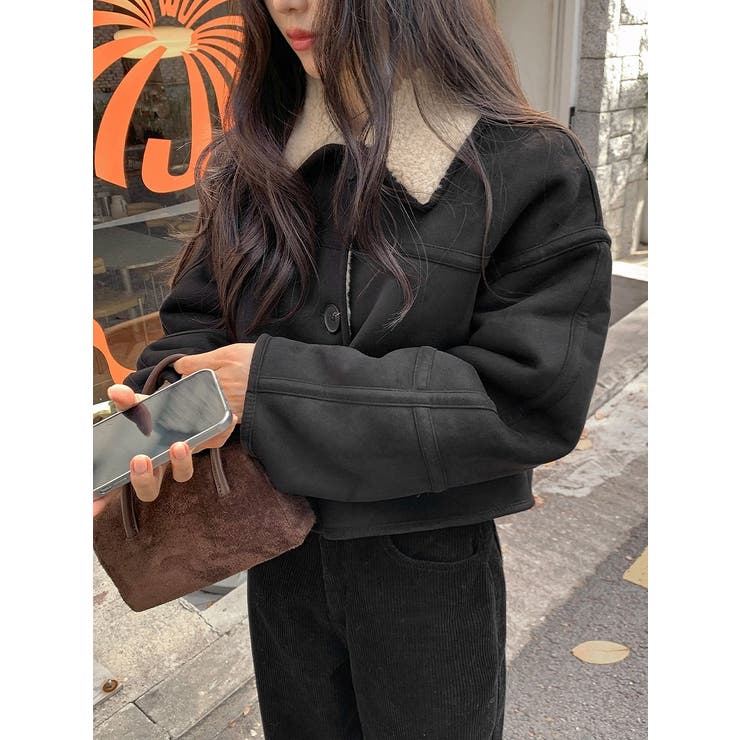 襟付きシングルブレスト鹿の毛皮の綿毛ショートジャケット | Ulysses | 詳細画像6 