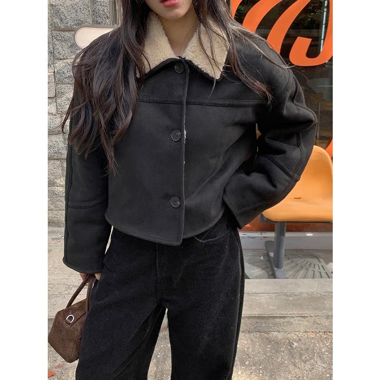 襟付きシングルブレスト鹿の毛皮の綿毛ショートジャケット | Ulysses | 詳細画像8 