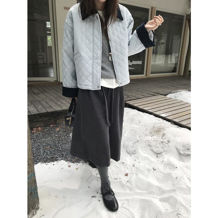 カラーコントラストの襟付きショートコーデュロイジャケット | Ulysses | 詳細画像1 