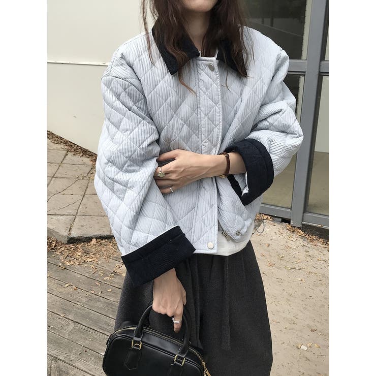 カラーコントラストの襟付きショートコーデュロイジャケット | Ulysses | 詳細画像2 