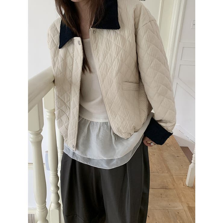 カラーコントラストの襟付きショートコーデュロイジャケット | Ulysses | 詳細画像5 