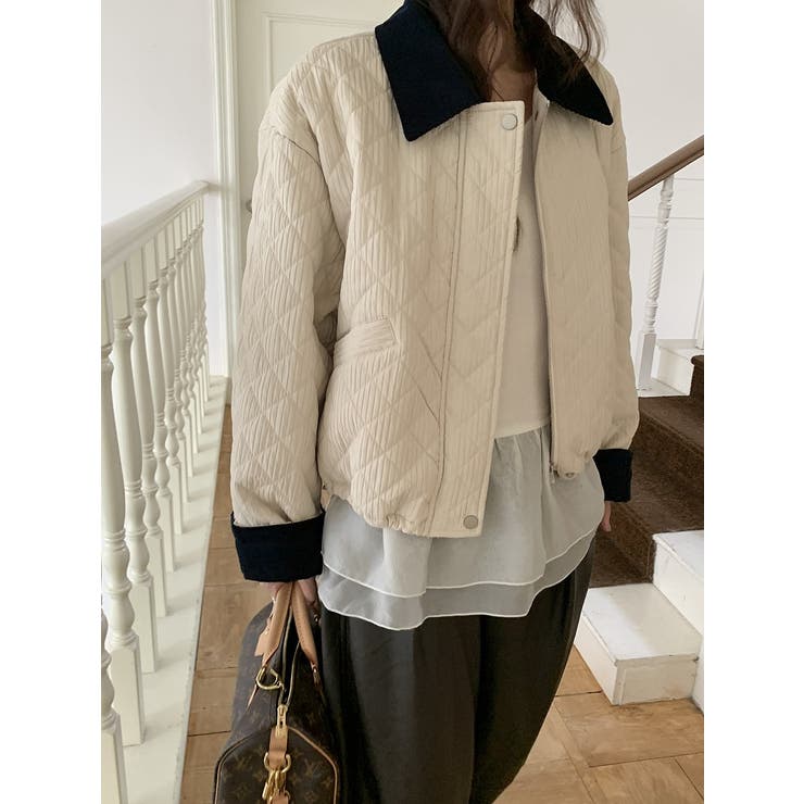 カラーコントラストの襟付きショートコーデュロイジャケット | Ulysses | 詳細画像6 