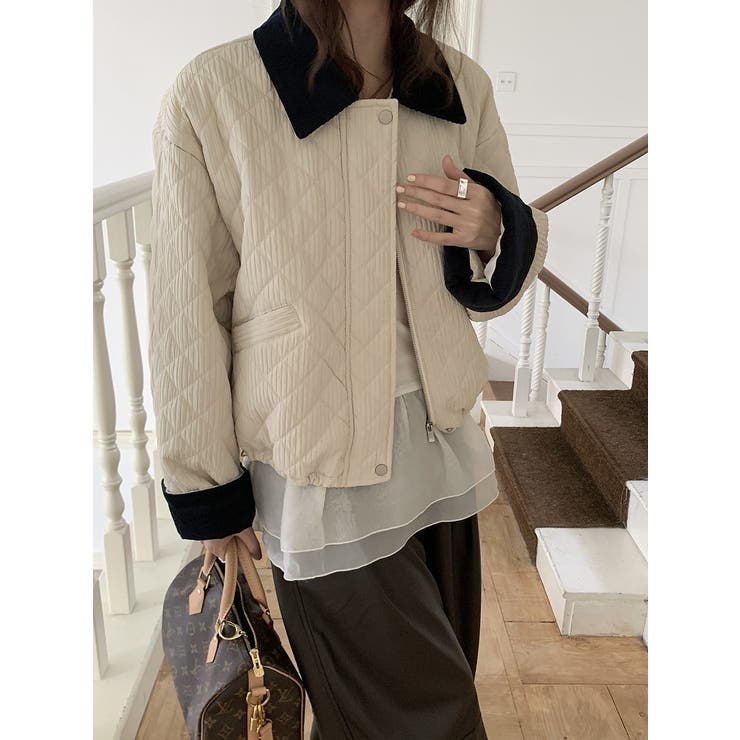 カラーコントラストの襟付きショートコーデュロイジャケット | Ulysses | 詳細画像7 