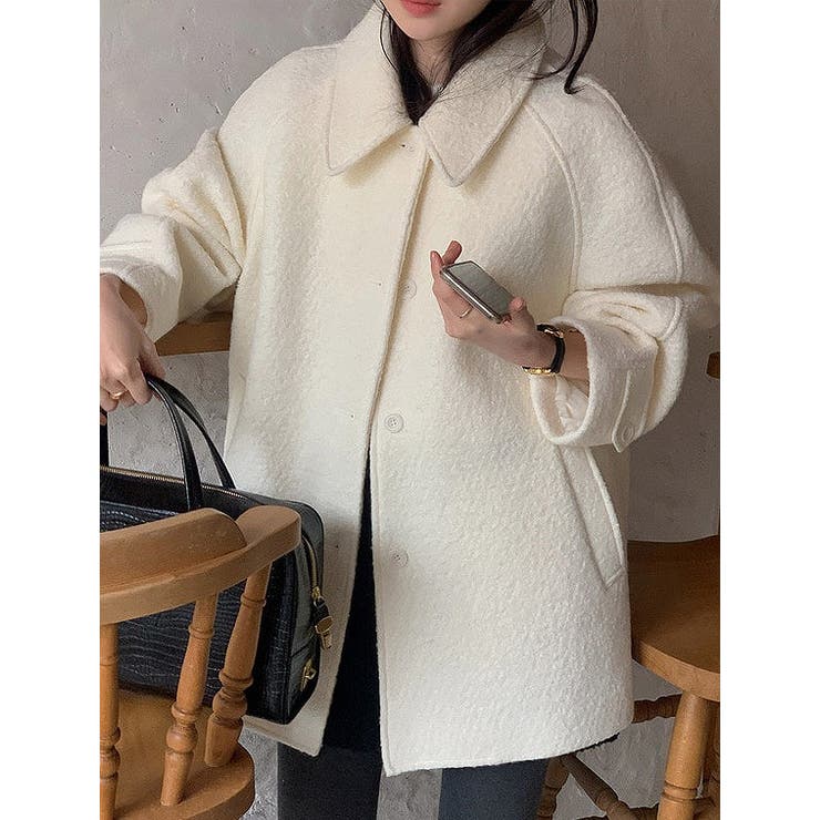 オフホワイト | 襟付きシングルブレストメルトンジャケット | Ulysses