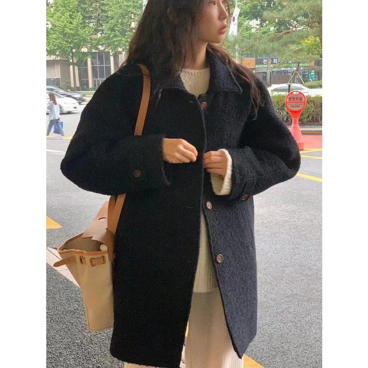 ブラック | 襟付きシングルブレストメルトンジャケット | Ulysses