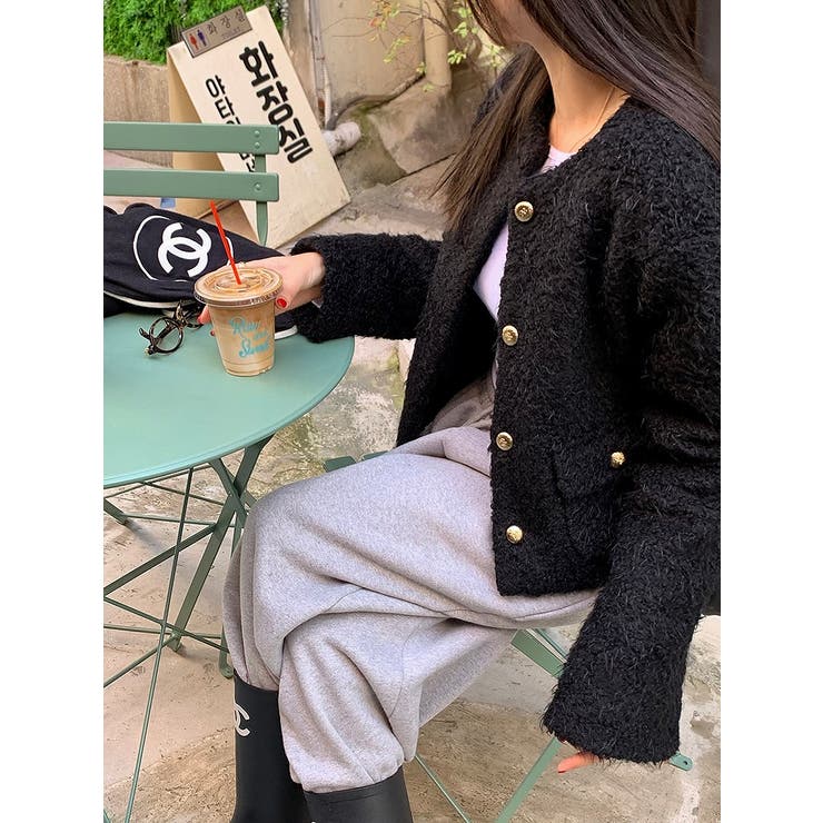 ブラック | ノーカラーシングルブレストショートジャケット | Ulysses