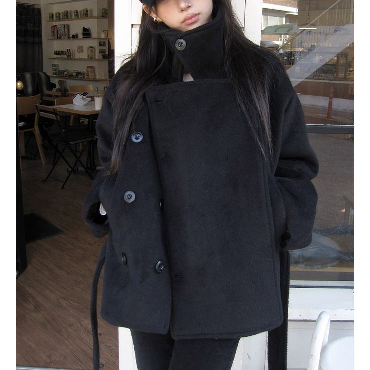 ブラック | リボン襟付きメルトンジャケット | Ulysses