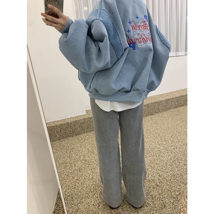 ブルー | バック刺繍切り替えボアジャケット | Ulysses