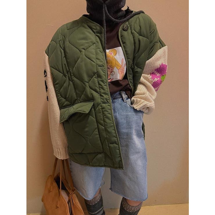 カーキ | ニット切り替えシングルブレストジャケット | Ulysses