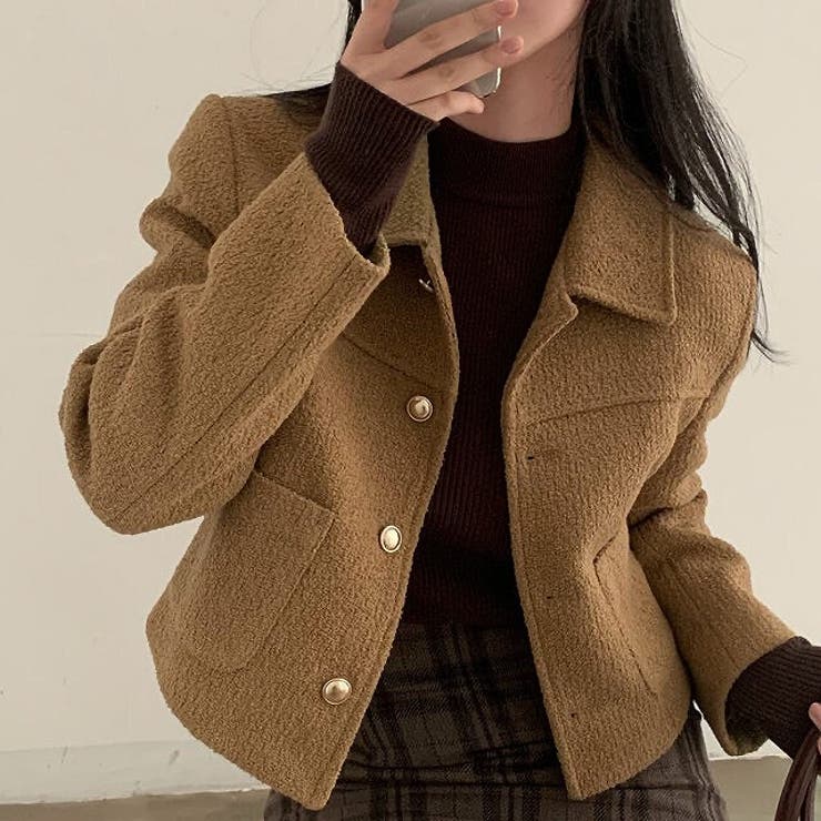 ライトブラウン | ショート襟付きシングルブレストメルトンジャケット | Ulysses