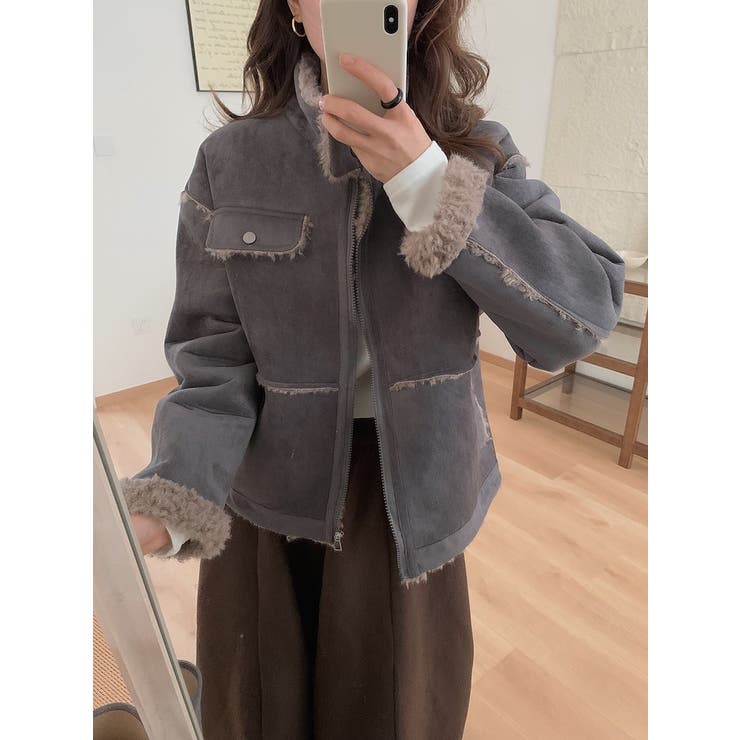 スタンドカラー鹿の毛皮の綿毛ジャケット | Ulysses | 詳細画像12 