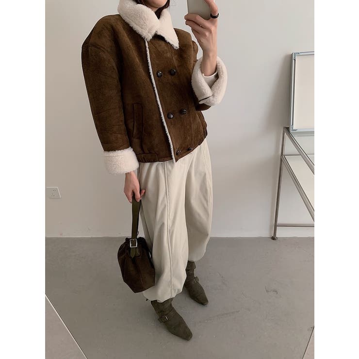 ショートダブルブレスト鹿の毛皮の綿毛ジャケット | Ulysses | 詳細画像5 