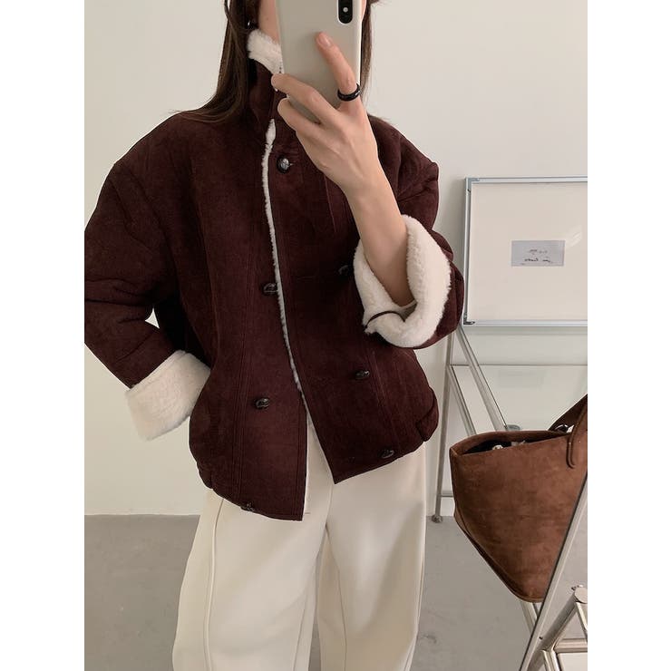 ショートダブルブレスト鹿の毛皮の綿毛ジャケット | Ulysses | 詳細画像9 