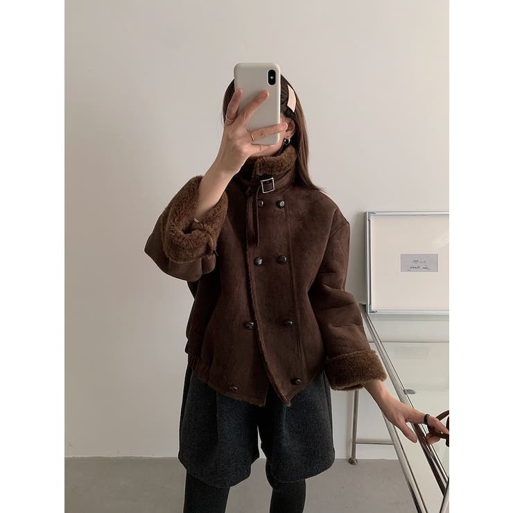 ショートダブルブレスト鹿の毛皮の綿毛ジャケット | Ulysses | 詳細画像17 