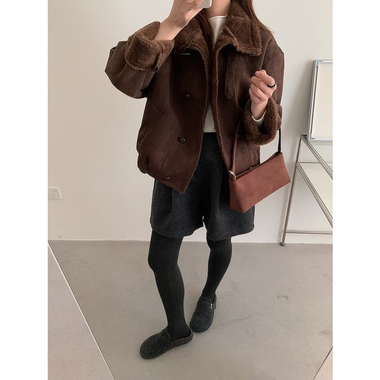 ショートダブルブレスト鹿の毛皮の綿毛ジャケット | Ulysses | 詳細画像19 