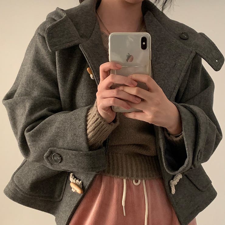 グレー | ショートフード付きメルトンジャケット | Ulysses