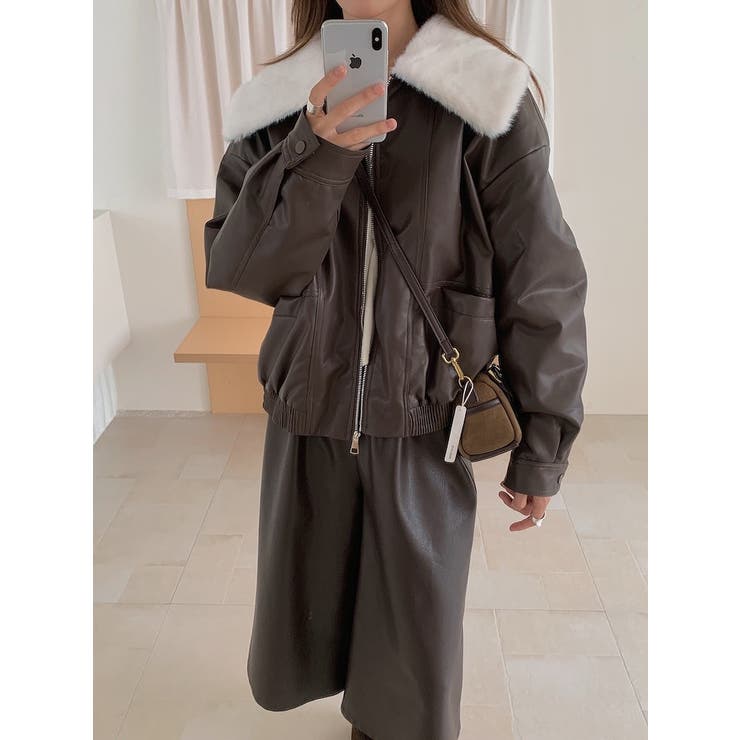 ブラウン | 襟付き合成皮革ジャケット | Ulysses