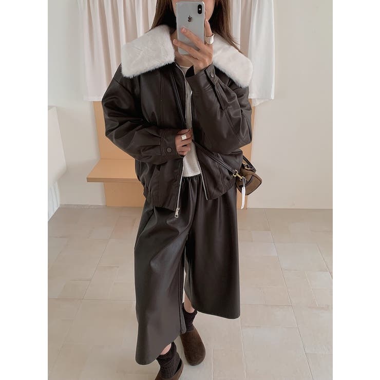 襟付き合成皮革ジャケット | Ulysses | 詳細画像1 