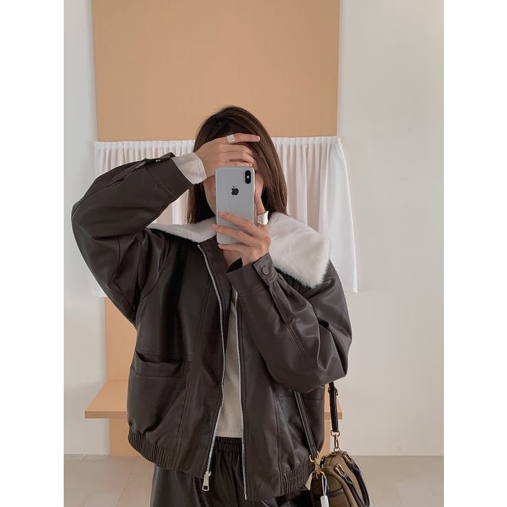 襟付き合成皮革ジャケット | Ulysses | 詳細画像3 